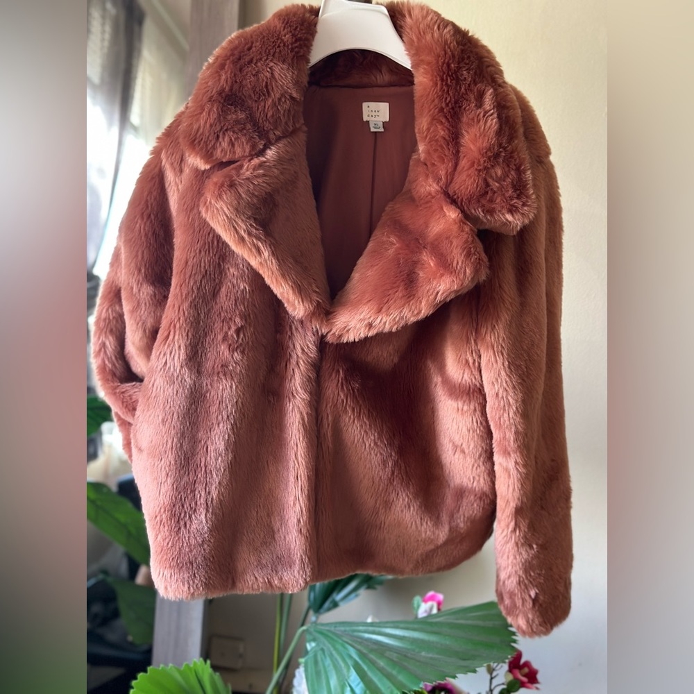 A NEW Day dusty rose faux fur jacket